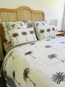 Summer Bedcover Set ~ Imperial Grey Palm | (Queen ~ King)