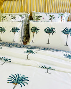 Summer Bedcover Set ~ Imperial Blue Palm  | (QUEEN - KING)