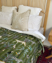 Load image into Gallery viewer, Jungle Green Kantha Quilt ~ Queen | King
