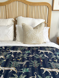 Navy Jungle Kantha Quilt ~ Queen | King