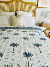 Load image into Gallery viewer, Imperial Blue Palm Kantha Quilt | Super King