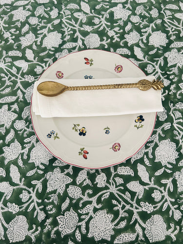Deep Green Floral  ~ Tablecloth