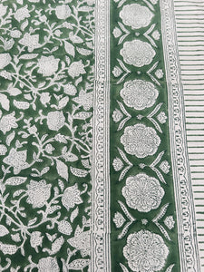 Deep Green Floral  ~ Tablecloth