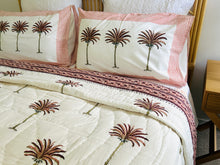 Load image into Gallery viewer, Earth Pink Palm  Cotton Filled Quilt  ~ Queen | King  &amp; King