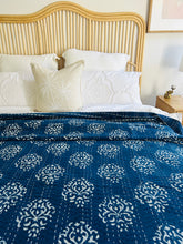 Load image into Gallery viewer, Mayan Indigo Kantha Quilt | Queen ~ King
