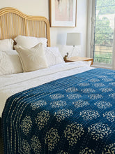 Load image into Gallery viewer, Mayan Indigo Kantha Quilt | Queen ~ King