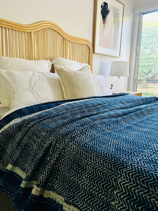 Kushan Indigo Kantha Quilt  | Queen ~ King