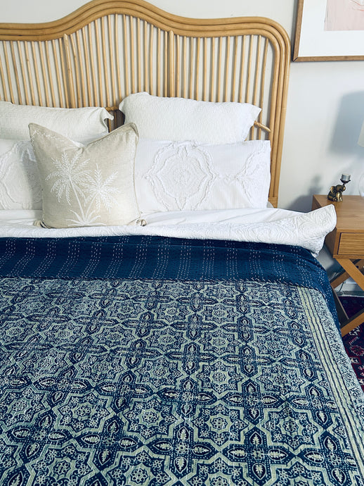 Ashwin Ajrakh Kantha Quilt ~ Queen | King