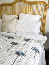 Load image into Gallery viewer, Imperial Blue Palm Kantha Quilt | Queen ~King