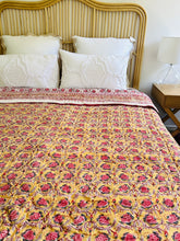 Load image into Gallery viewer, Mughal Mustard Print Cotton Filled Quilt  ~ King