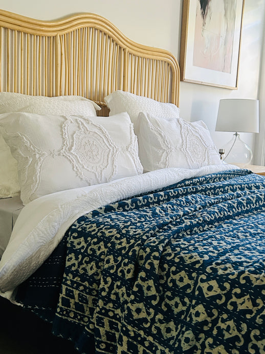 Indigo Kala Kantha Quilt  | Queen ~ King