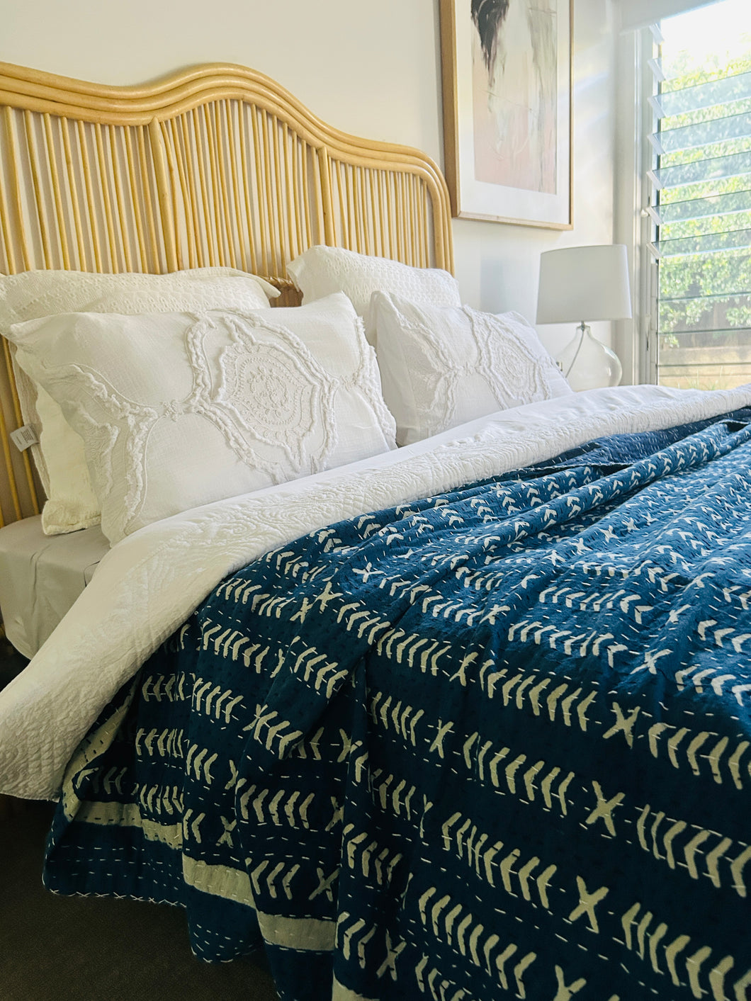 Indigo Tribal Kantha Quilt ~ Queen | King