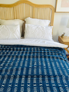 Indigo Tribal Kantha Quilt ~ Queen | King