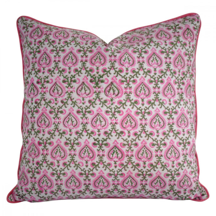 Anisha  ~ Block Printed Cushion Piped Edges