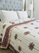 Load image into Gallery viewer, Earth Pink Palm  Cotton Filled Quilt  ~ Queen | King