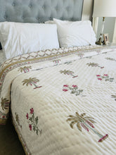Load image into Gallery viewer, Aadesh Olive Palm Cotton Filled Quilt ~ Queen | King