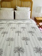 Load image into Gallery viewer, Chai Shaded Palm Kantha Quilt  | Queen ~ King