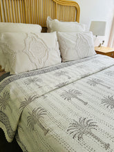 Load image into Gallery viewer, Chai Shaded Palm Kantha Quilt  | Queen ~ King