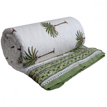 Load image into Gallery viewer, Imperial Green Palm Cotton Filled Quilt  ~ Queen / King