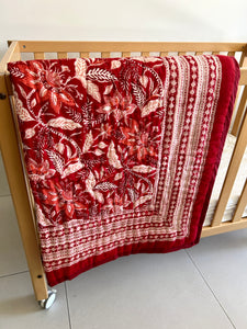 Cot Quilt ~ Red Hibiscus