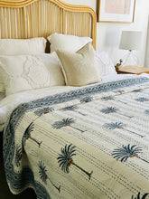 Load image into Gallery viewer, Imperial Blue Palm Kantha Quilt | Super King
