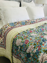 Load image into Gallery viewer, Jade Green Oriental Cotton Filled Quilt  ~ Queen/King
