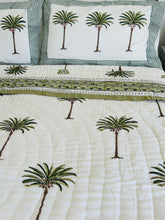 Load image into Gallery viewer, Imperial Green Palm Cotton Filled Quilt  ~ Queen / King