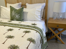 Load image into Gallery viewer, Imperial Green Palm Cotton Filled Quilt  ~  King