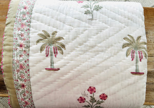 Aadesh Olive Palm Cotton Filled Quilt | Queen