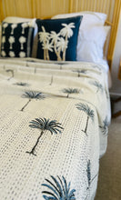 Load image into Gallery viewer, Imperial Dark Blue Palm Kantha Quilt  | Queen ~ King