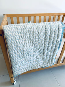 Cot Quilt | Pale Blue Booti