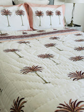 Load image into Gallery viewer, Earth Pink Palm  Cotton Filled Quilt  ~ Queen | King  &amp; King