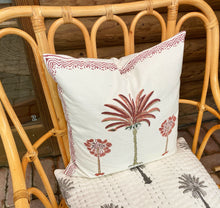 Load image into Gallery viewer, Pink Palm ~ Block Printed Cushion