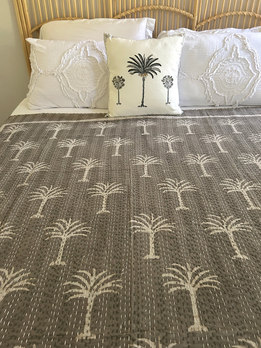 Chai Imperial Palm Kantha Quilt | King ~ Single