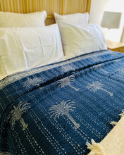 Load image into Gallery viewer, Indigo California Palm Kantha Quilt ~ Double | Queen