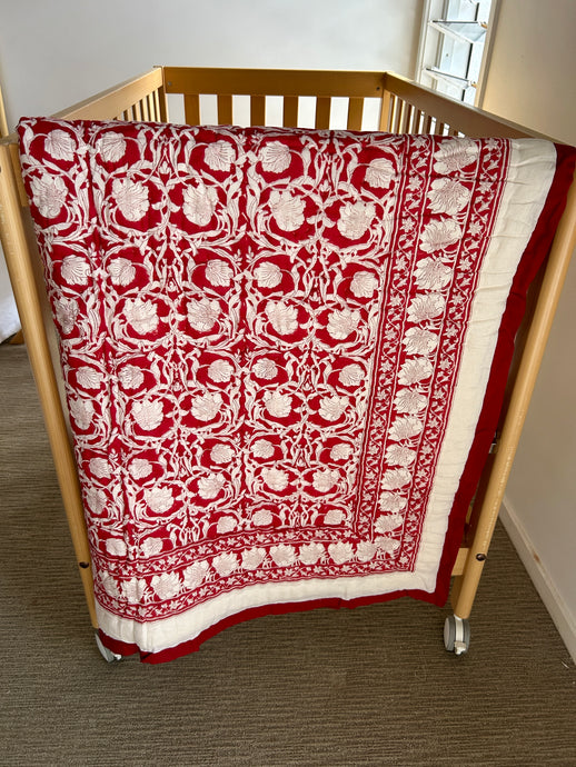 Cot Quilt | Red Lotus