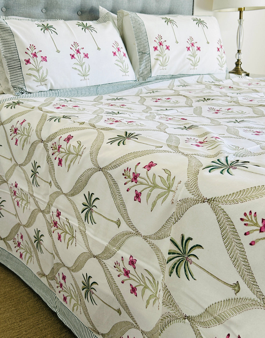 Summer Bedcover Set ~ Kashvi Palm (QUEEN | KING)