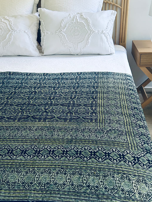 Ashwin Ajrakh Kantha Quilt ~ Queen | King