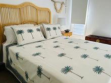 Load image into Gallery viewer, Summer Bedcover Set ~ Imperial Blue Palm  | (QUEEN - KING)