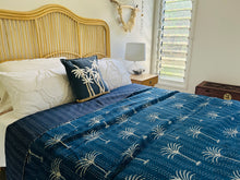 Load image into Gallery viewer, Indigo Imperial Palm Kantha Quilt ~ Queen | King
