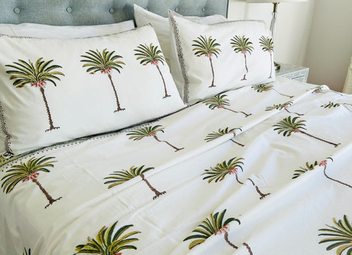 Summer Bedcover Set ~  Imperial Green Palm | (QUEEN - KING)