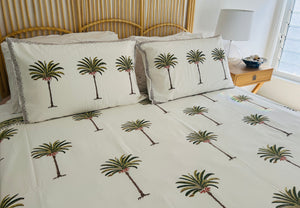 Summer Bedcover Set ~  Imperial Green Palm | (QUEEN - KING)