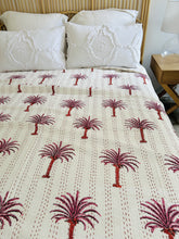Load image into Gallery viewer, Lush Pink Palm Kantha Quilt  | Queen ~ King