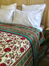 Load image into Gallery viewer, Jade Blossom Cotton Filled Quilt  ~ King
