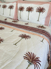 Load image into Gallery viewer, Earth Pink Palm  Cotton Filled Quilt  ~ Queen | King  &amp; King