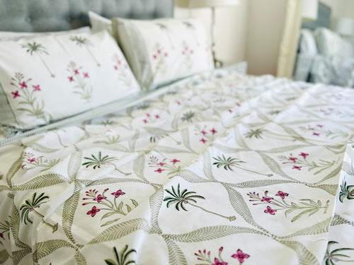 Summer Bedcover Set ~ Kashvi Palm (QUEEN | KING)