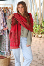 Load image into Gallery viewer, Red Bina Wool Scarf ~ Shawl