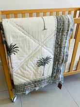 Load image into Gallery viewer, Cot Quilt ~ Cocos Grey Palm