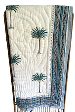 Load image into Gallery viewer, Cot Quilt~Imperial Blue Palm