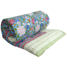 Load image into Gallery viewer, Jade Green Oriental Cotton Filled Quilt  ~ Queen/King